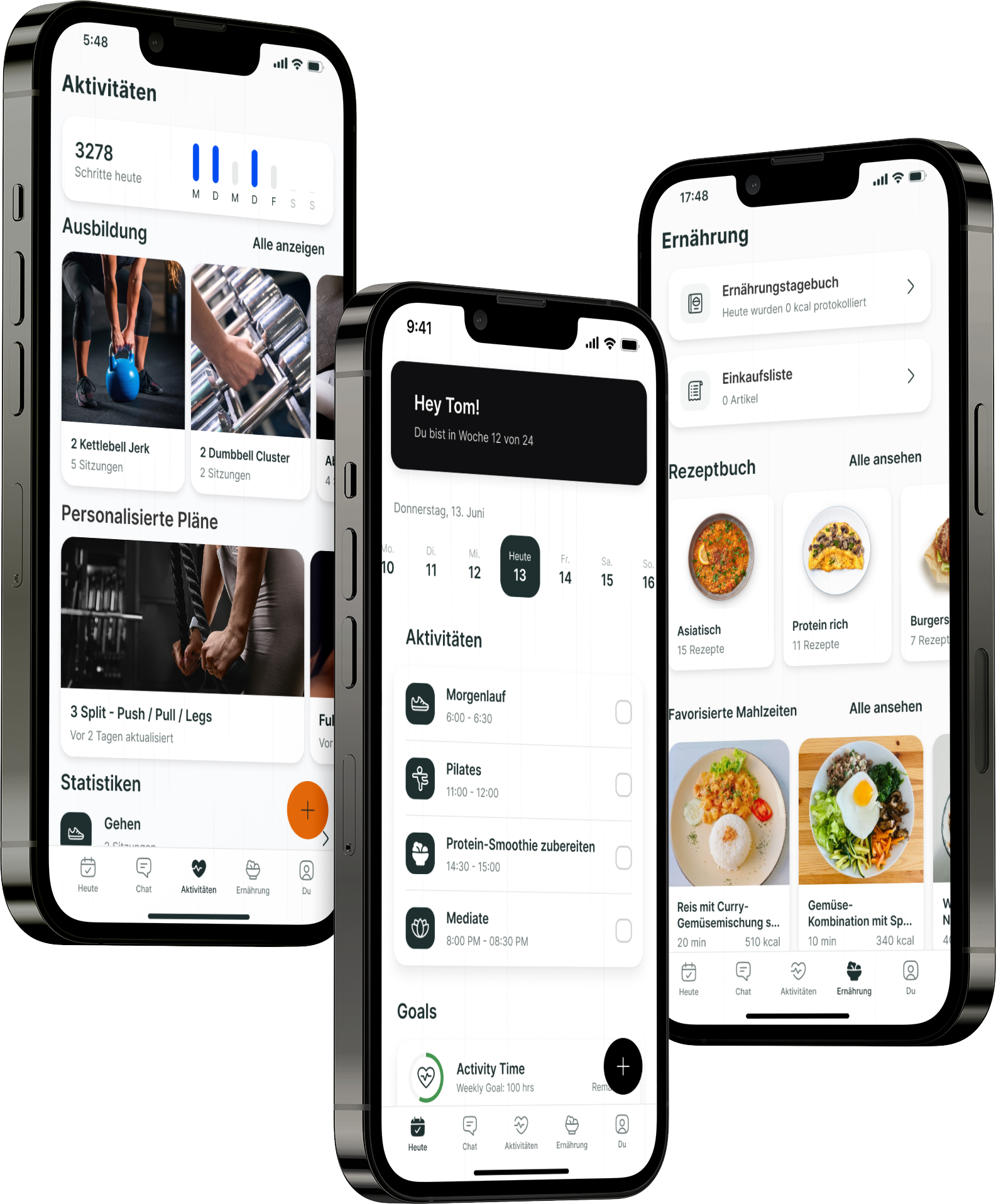 Ein Mockup der Coaching-App, das die Funktionen zeigt.